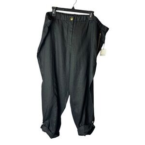 Calvin Klein Linen Black Pants Gold Zippers 3X